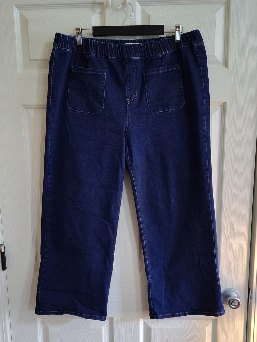 Luvamia Women’s Pull-On Wide Leg Ankle Jeans - Dark Blue